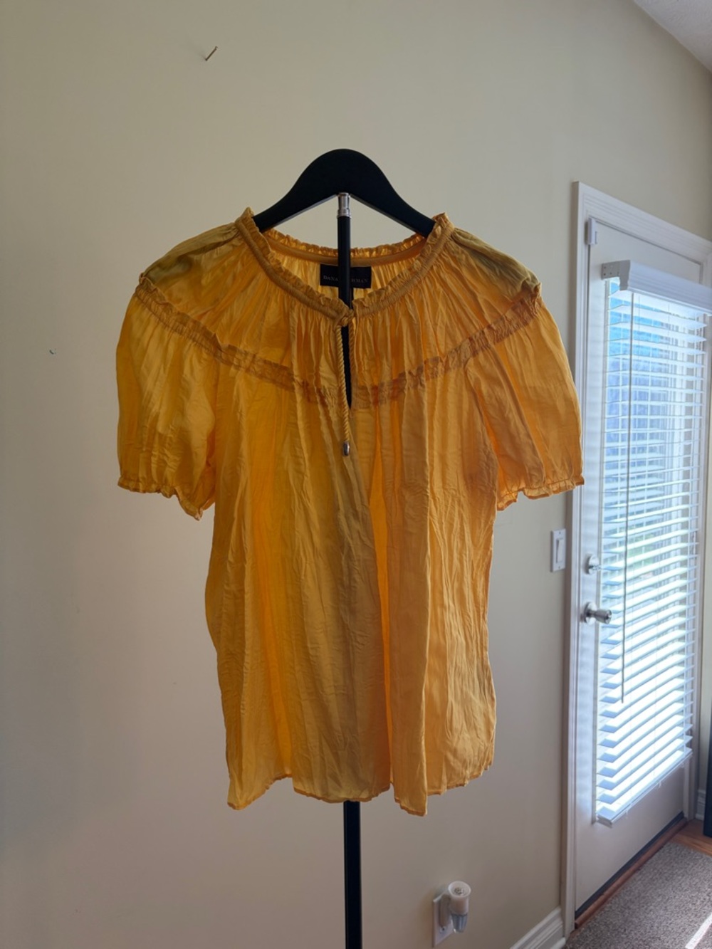 Dana Buchman Yellow Short-Sleeve Peasant Top